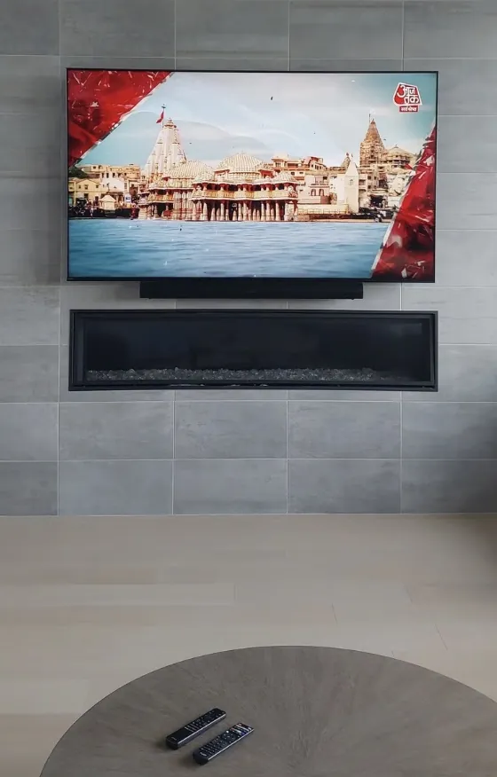 Sony TV over the fireplace